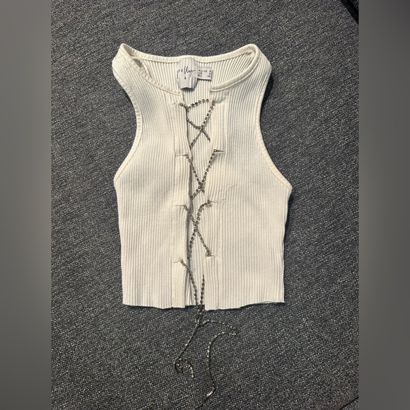 Princess Polly crop white halter top with diamond chain detail - Picture 1 of 2